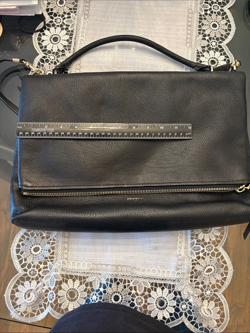 Coach Black Pebbled Leather Satchel with Gold Hardware